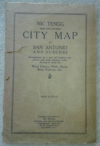 City Map Of San Antonio & Suburbs 1924 Nic Tengg Map