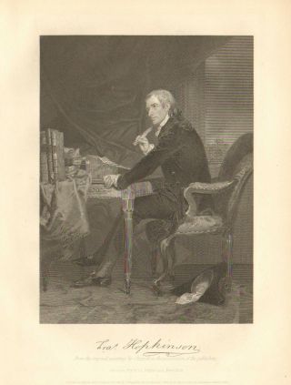 Francis Hopkinson,  Jersey,  Declaration Signer,  Patriot,  1862 Antique Print