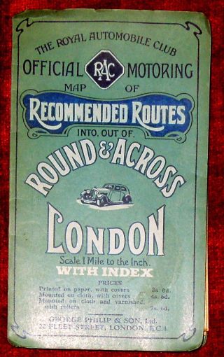 George Philip & Son R.  A.  C.  1 " :1 Mile Linen Backed Map Of London Routes - C.  1936