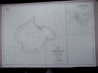 C1960s Suvrov Suwarrow Lagoon Cook Islands Admiralty Sea Map Chart 28 " X 41 " C33