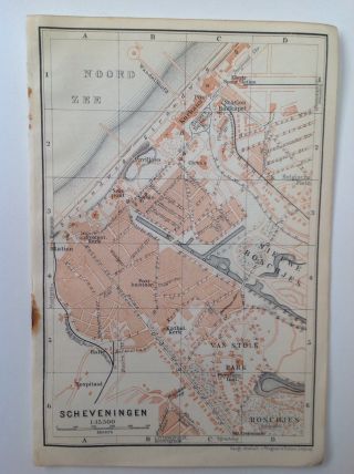 Scheveningen Street Plan,  1910 Antique Map,  Belgium & Holland 23