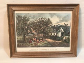 Antique 1868 Currier & Ives American Homestead Autumn Lithograph (230)