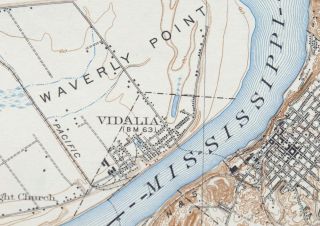 1922 Natchez Mississippi Louisiana Vidalia Vintage 15 - minute USGS Topo Map 4