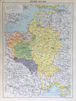 C1924 Antique Map Of Poland J G Bartholomew