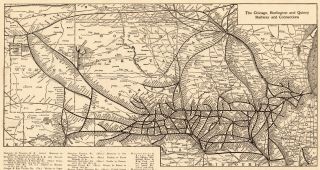 1921 Antique Chicago Burlington Quincy Railroad Map Vintage Railway Map 5653 2