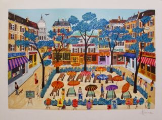 Heine " Montmarte " Hand Signed Limited Edition Lithograph France French Art