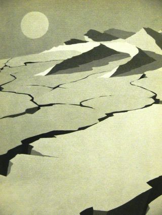 John Vassos Frozen Earth Ice Peaks 1930 Art Deco Print Matted