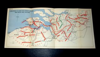 Ww2 D - Day Invasion Map Of Operations To Clear Scheldt Estuary & Sw Holland 1944