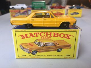 Rare Matchbox Lesney 20c2 (silver - Grey Base) Chevrolet Impala Taxi W Orig E2 Box