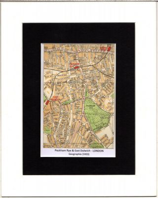 Map Peckham Rye & East Dulwich London By Geographia Mounted 1923