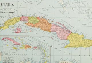 1909 Antique Cuba Map - Vintage Cuba Maps - West Indies - Old Map Prints