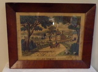 Antique Currier And Ives Lithograph Print " My Boyhood 