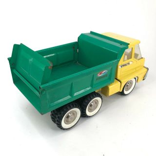 Vintage Structo Hydraulic Dump Truck Hauler 1966 Yellow Green Colorway Dualies 6