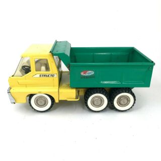 Vintage Structo Hydraulic Dump Truck Hauler 1966 Yellow Green Colorway Dualies 8