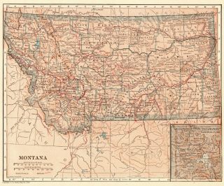 1917 Antique Montana State Map Vintage Map Of Montana Gallery Wall 6645