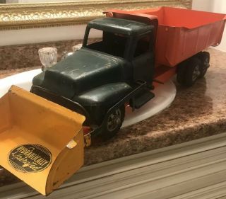Buddy L Hydraulically Operated Steel Dump Truck And Front Loader 25x7x8 - 10 Wheel