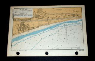 Vintage Ww2 Naval Map Of Hythe,  Kent,  1943