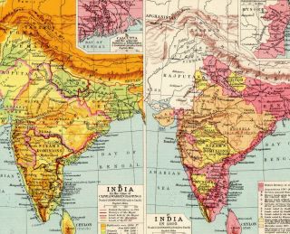 Map Of India George Philip & Son Vintage 1929 2