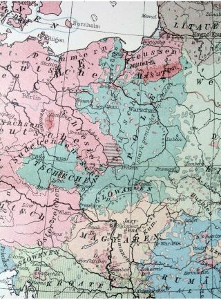 1932 VINTAGE ETHNIC MAP OF EUROPE NATIONS GERMANY POLAND RUSSIA ITALY 2