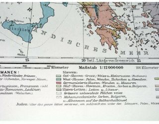 1932 VINTAGE ETHNIC MAP OF EUROPE NATIONS GERMANY POLAND RUSSIA ITALY 3