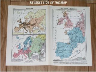 1932 VINTAGE ETHNIC MAP OF EUROPE NATIONS GERMANY POLAND RUSSIA ITALY 4