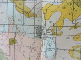 1914 Antique Map Oklahoma Bryan County Durant Kenefic Bokchito 53 X 35 