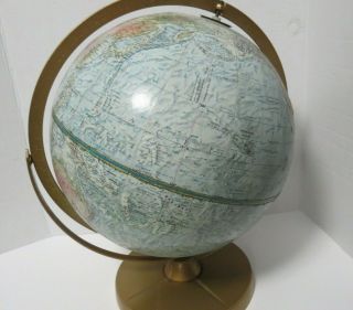 Vintage Replogle 12 " Diameter Land And Sea Globe With Metal Base