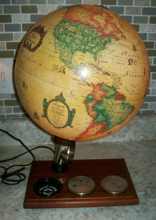 Vintage 12 " 1980 Light - Up Scan - Globe Denmark Weather Station Barometer