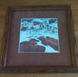 Bev Doolittle " Pintos " 1978 Limited Edition Framed & Matted Print Wooden Suede