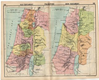 Map Of Palestine Old Testament Testament Antique