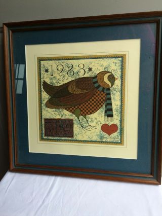 Charles Wysocki 1983 Framed Signed Bird With Heart Lithograph 1232/2000