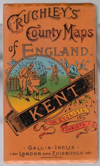 Cruchleys County Maps Of England (kent) Antique Edwardian C.  1905 Gall & Ingus