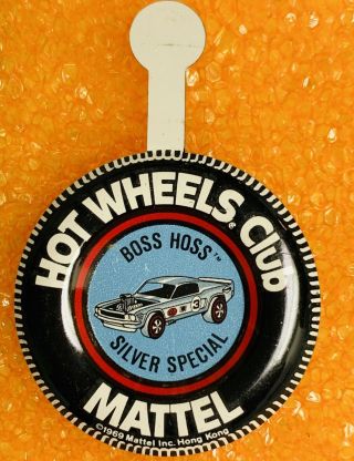 Hot Wheels Redline Club Button Never Bent Tab Boss Hoss Silver Special Pin