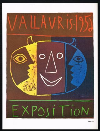 1960s Vintage Pablo Picasso 52 Vallauris Devil Face Poster Art Print