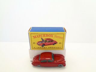 1962 MOKO Lesney Matchbox No.  65 ' JAGUAR 3.  8 LITER ' - - - dk.  red - - SPW - - - see photos & 4
