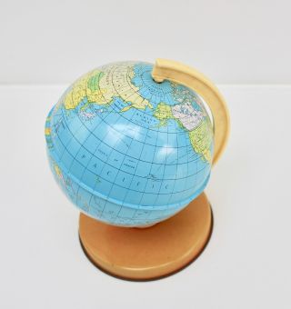 Vintage Chad Valley 1960 ' s Small Desktop Tinplate Terrestrial Globe 4