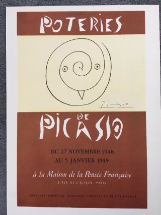 Pablo Picasso,  Poteries Exposition Vintage,  Poster 1957 Platesigned