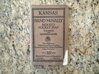 Rand Mcnally Indexed Pocket Map - Kansas 1923