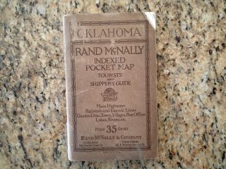 Rand Mcnally Indexed Pocket Map - Oklahoma 1922