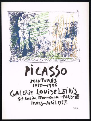 1960s Vintage Pablo Picasso Galerie Louise Leiris 1957 Poster Art Print