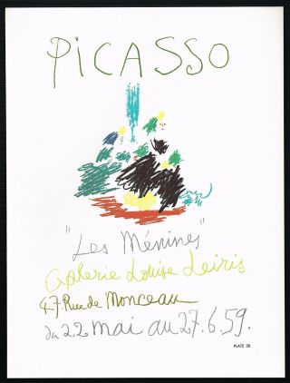 1960s Vintage Pablo Picasso Les Menines Galerie Louise Leiris Poster Art Print