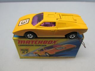Matchbox Superfast 27b Lamborghini Countach Yellow / Purple Wind /unpainted Base
