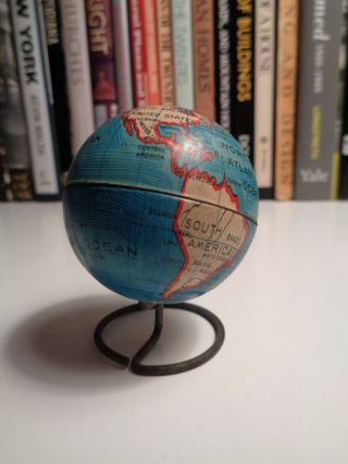 Vintage Tin Japan - Made Mini - World Globe 1.  75 " Diameter,  2.  25 " Tall Mid - 1950s