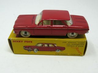 French Dinky,  552 Chevrolet Corvair,  Exc,  Red W/cream Int. ,  Vintage,  Boxed