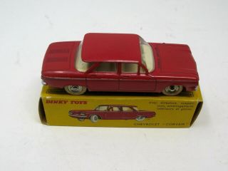 French Dinky,  552 Chevrolet Corvair,  EXC,  Red w/Cream Int. ,  Vintage,  Boxed 4
