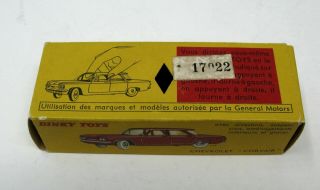 French Dinky,  552 Chevrolet Corvair,  EXC,  Red w/Cream Int. ,  Vintage,  Boxed 6