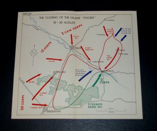 Ww2 D - Day Overlord Map Of Closing Of The Falaise " Pocket " 18 - 20 Aug 1944 France