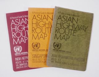 Three United Nations Bridgestone Asian Highway Route Maps 1970s Motorist Guides