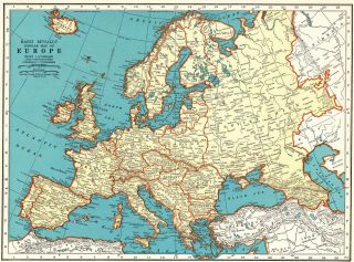 1937 Antique Europe Map 1930s Vintage Map Of Europe Gallery Wall Art 6176