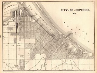 1901 Antique Superior Wisconsin Map Vintage Collectible Map Of Superior 4451